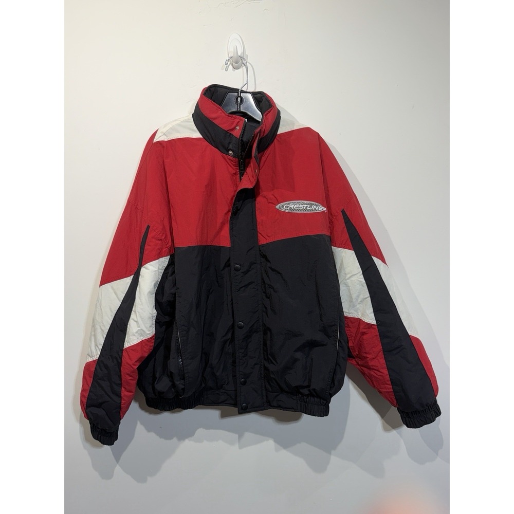Vintage Team Crestliner Boats Embroidered Men's L Winter Jacket Red Black White